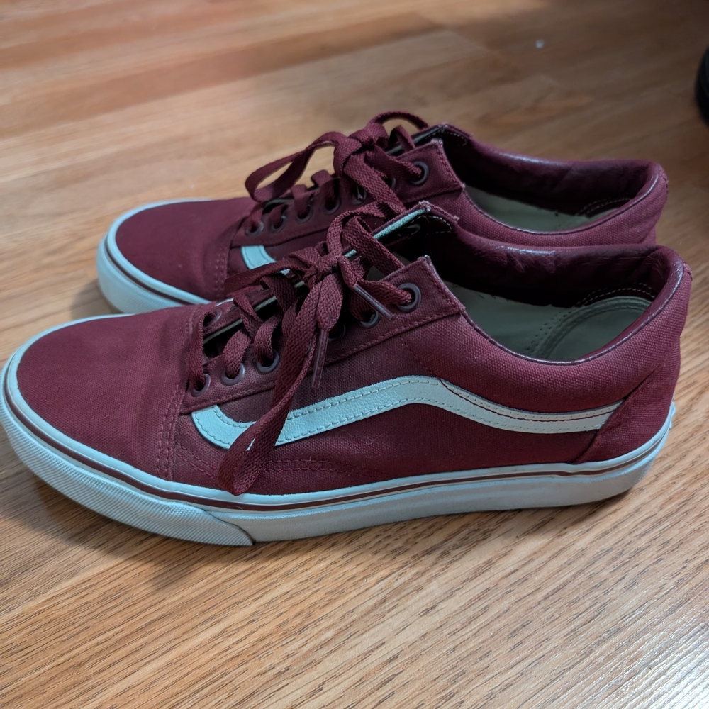 Vans Burgundy and White Sneakers